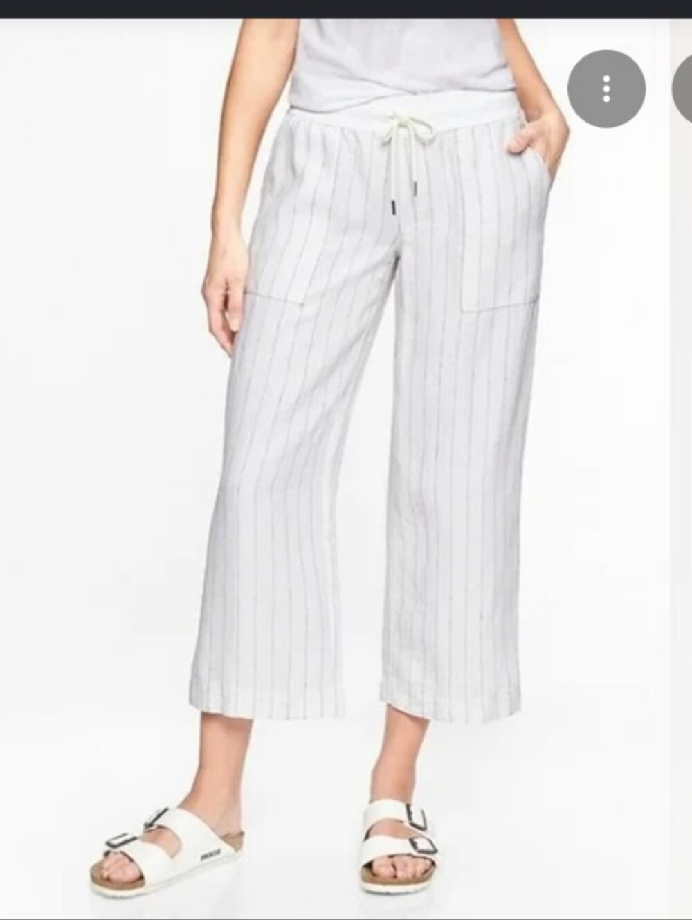 Athleta Linen Bali Stripe Wide Leg Crop Pants